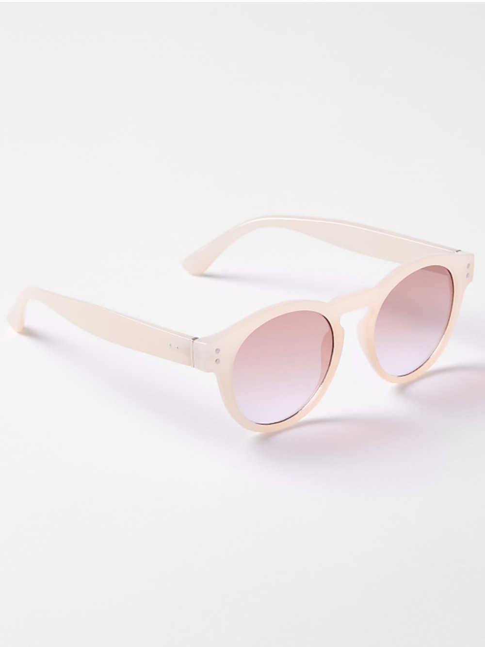 Ivory Retro Inspired Round Sunglasses Pink Gradient Tint Lenses 100% UV Loft NWT